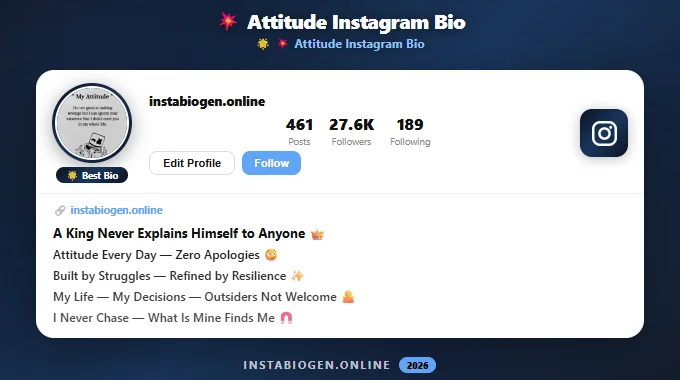 Attitude Best Instagram Bios
