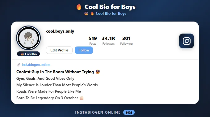 Cool Bio for Instagram for Boys