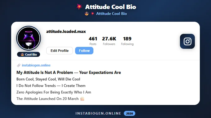 Attitude Cool Bio for Instagram