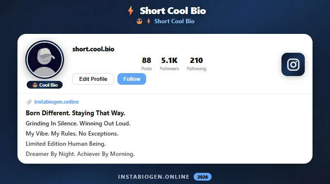 Short Cool Bio for Instagram