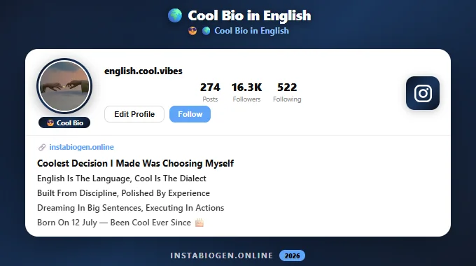 Cool Bio for Instagram in English