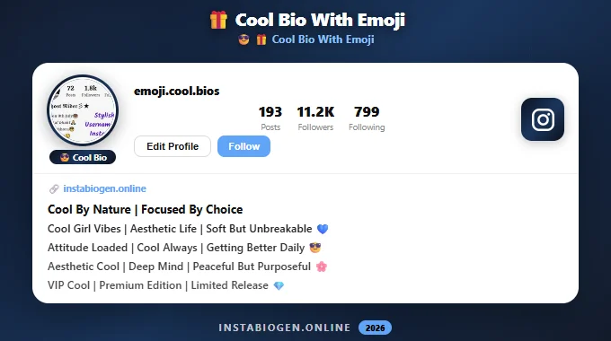 Cool Bio for Instagram with Emoji