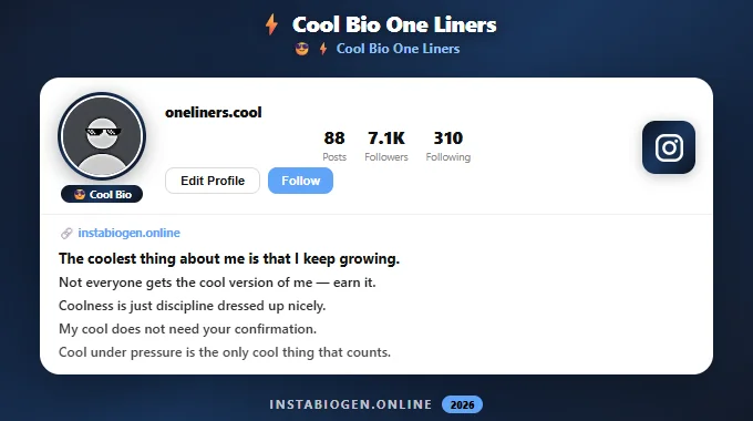 Cool Bio for Instagram One Liners