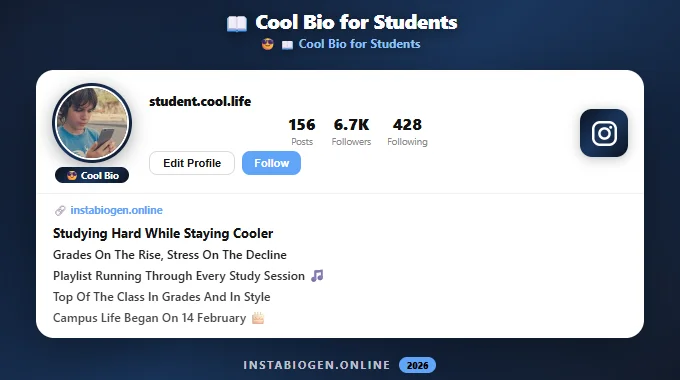 Cool Bio for Instagram for Students