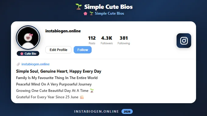Simple Cute Instagram Bios