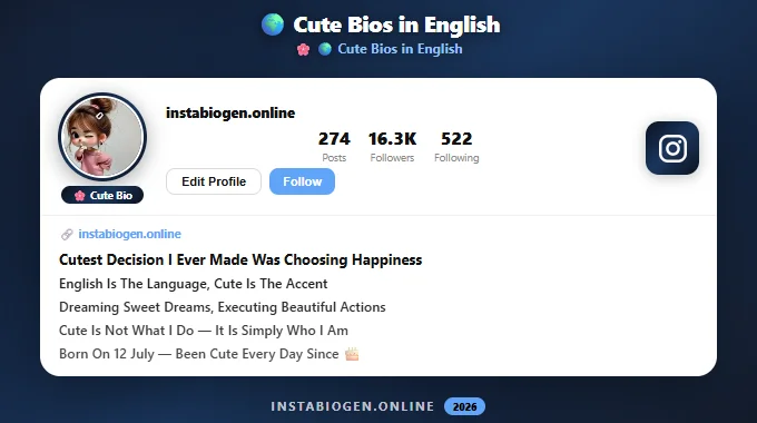 Cute Instagram Bios in English